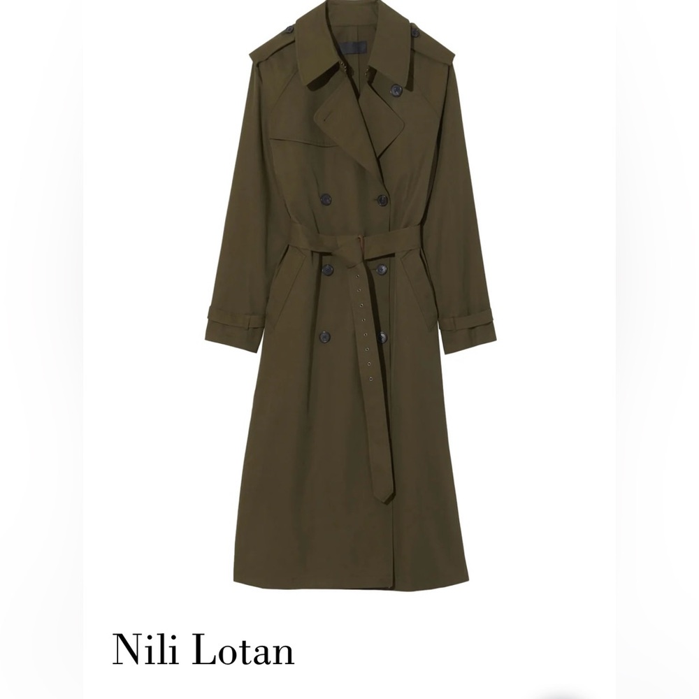 Nili Lotan Tanner Olive Green Trench Coat